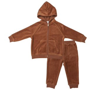 Mocha Zip Hoodie & Jogger Set - Charlie Rae - 18-24 Months - Baby & Toddler Outfits - Angel Dear