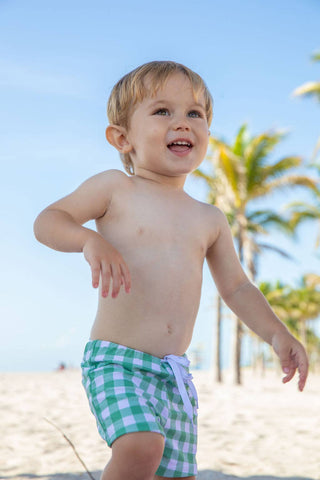 Moss Palazzo Bay Swim Shorts - Charlie Rae - 6 Months - Baby & Toddler Swimwear - Blueberry Bay