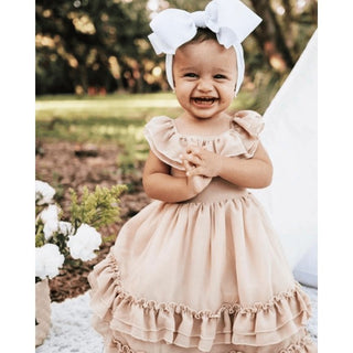 Nellie Champagne Ruffle Maxi Dress - Charlie Rae - 0-3 Months - Baby & Toddler Dresses - Bailey's Blossoms