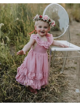 Nellie Ruffle Maxi Dress - Dusty Rose - Charlie Rae - 12-18 Months - Baby & Toddler Dresses - Bailey's Blossoms