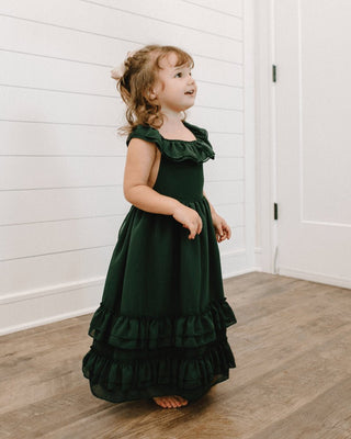 Nellie Ruffle Maxi Dress- Hunter - Charlie Rae - 0-3 Months - Baby & Toddler Dresses - Bailey's Blossoms