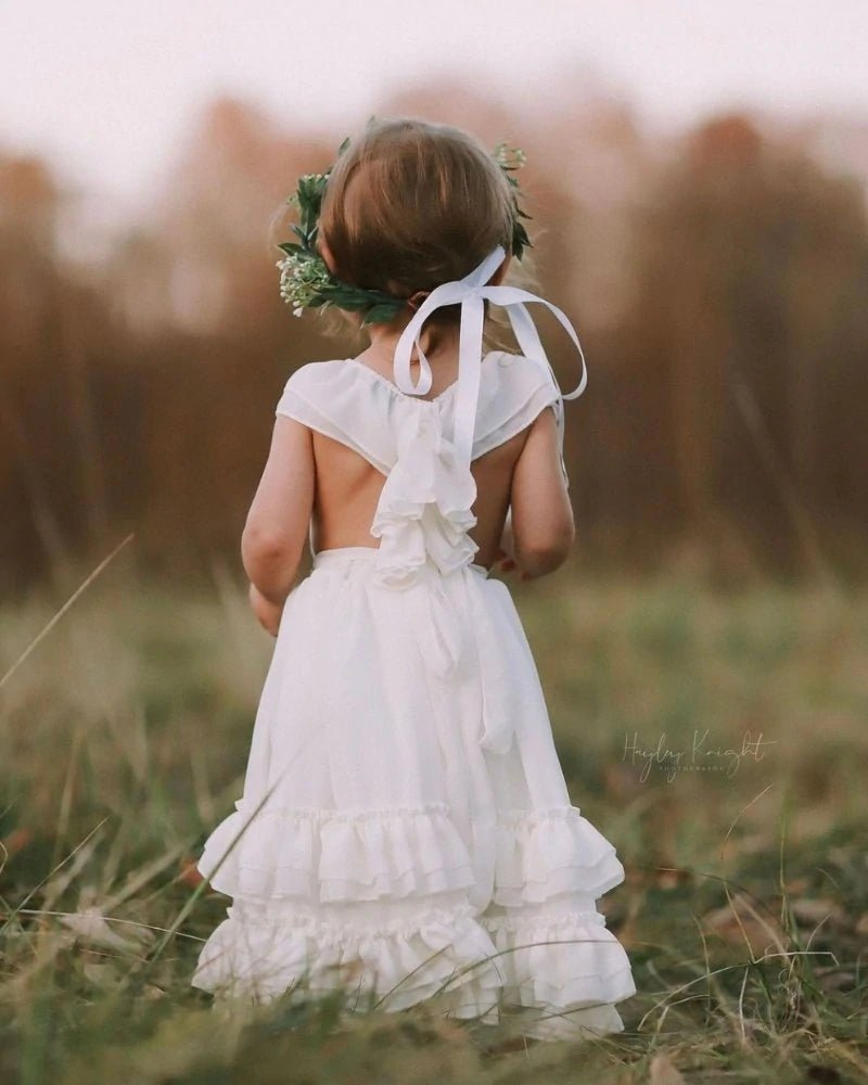 White ruffle maxi dress hot sale