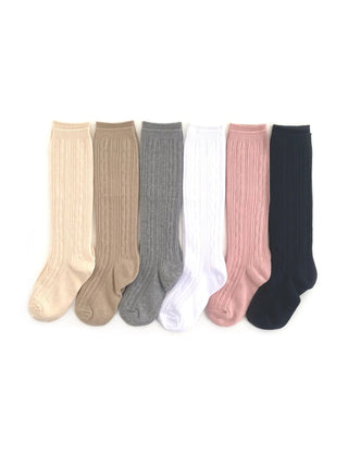 Neutral Cable Knit Knee High Socks - Charlie Rae - 0-6 Months - CHLD-UNISEX ACCESS-323 - Little Stocking Co.