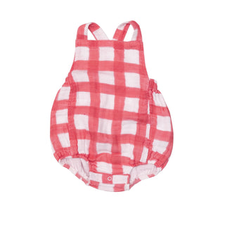 Painted Gingham Red- Retro Sunsuit - Charlie Rae - 0-3 Months - Baby One-Pieces - Angel Dear