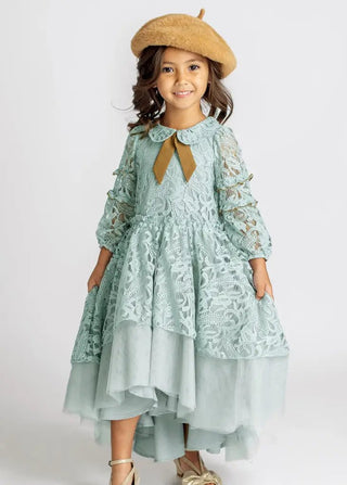 Geneva Petticoat Dress in Dusty Blue - Joyfolie