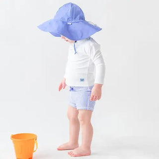 Periwinkle Blue Seersucker Swim Shorties - Charlie Rae - 0-3 Months - Baby & Toddler Swimwear - Rufflebutts