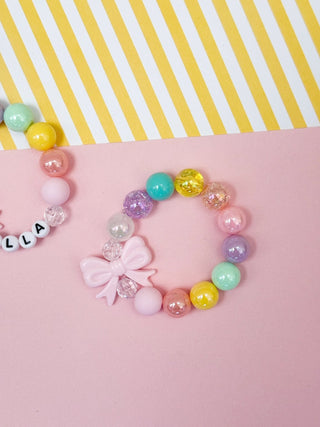 Pink Rainbow Bow Bracelet - Charlie Rae - Toddler - Kid Jewelry- 351 - The Rainbow Mermaid