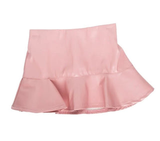 Polly Ruffle Hem Pleather Shorty Skirt - Perfect Pink - Charlie Rae - 0-3 Months - Baby & Toddler Bottoms - Bailey's Blossoms