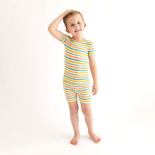 Popsicle Stripe - Basic Short Sleeve & Short Length Pajama - Posh Peanut - Charlie Rae - 6-12 Months - Baby & Toddler Sleepwear - Posh Peanut