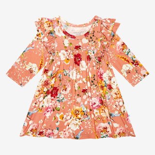 Posh Peanut - Celia - 3/4 Sleeve Flutter Dress & Bloomer Set - Charlie Rae - 3-6 Months - Baby & Toddler Dresses - Posh Peanut