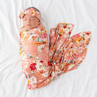 Posh Peanut - Celia - Infant Swaddle and Headwrap Set - Charlie Rae - Swaddling & Receiving Blankets - Posh Peanut