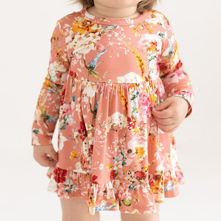 Posh Peanut - Celia - Long Sleeve Ruffled Bodysuit Dress - Charlie Rae - 3-6 Months - Baby & Toddler Clothing - Posh Peanut