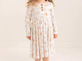 Posh Peanut - Clemence - Long Sleeve Henley Twirl Dress - Charlie Rae - 2T - Baby & Toddler Dresses - Posh Peanut