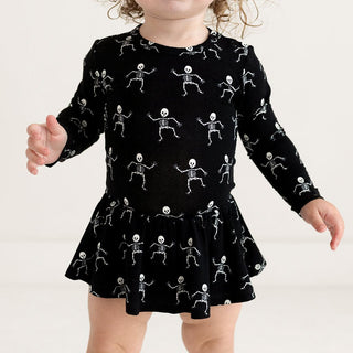 Posh Peanut - Dancing Skelly - Long Sleeve Basic Twirl Skirt Bodysuit - Charlie Rae - 0-3 Months - Baby & Toddler Dresses - Posh Peanut