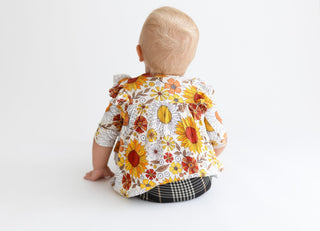 Posh Peanut - Goldie - 3/4 Sleeve Flutter Dress & Bloomer Set - Charlie Rae - 3-6 Months - Baby & Toddler Dresses - Posh Peanut