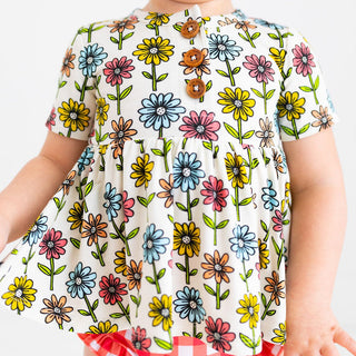Posh Peanut - Maya Lynn - Short Sleeve Henley Peplum Top & Bloomer Set - Charlie Rae - 3-6 Months - Baby & Toddler Outfits - Posh Peanut