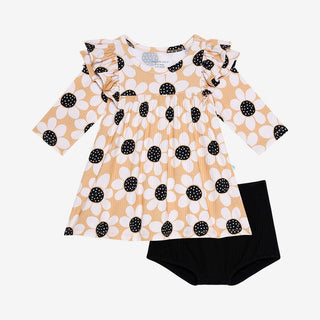 Posh Peanut - Reagan - 3/4 Sleeve Flutter Dress & Bloomer Set - Charlie Rae - 3-6 Months - Baby & Toddler Dresses - Posh Peanut