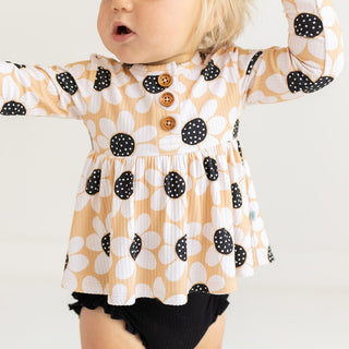 Posh Peanut - Reagan - Long Sleeve Henley Peplum Top & Bloomer Set - Charlie Rae - 3-6 Months - Baby & Toddler Outfits - Posh Peanut