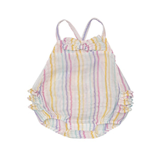 Rainbow Stripe- Bow Bubble - Charlie Rae - 0-3 Months - Baby One-Pieces - Angel Dear