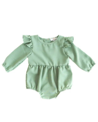 Rhodes Bubble Shorty Romper - Sage Green - Charlie Rae - 3-6 Months - Bailey's Blossoms