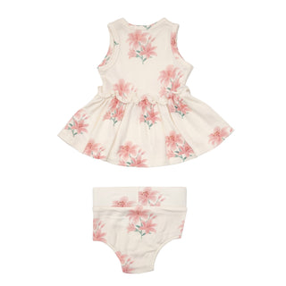 Rib Pink Lilies- Tank Dress & High Waist Bloomer - Charlie Rae - 3-6 Months - Baby & Toddler Dresses - Angel Dear