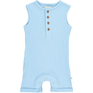 Ribbed Henley Playsuit- Blue - Charlie Rae - 0-3 Months - Me & Henry