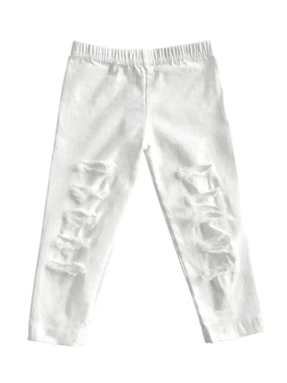 Roxie Slashed Jeggings - White - Charlie Rae - 3-6 Months - Bailey's Blossoms