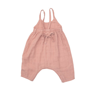 Solid Muslin Dusty Rose- Tie Back Romper - Charlie Rae - 3-6 Months - Baby One-Pieces - Angel Dear