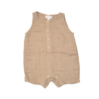 Solid Muslin Nougat- Shortie Romper - Charlie Rae - 3-6 Months - Baby One-Pieces - Angel Dear