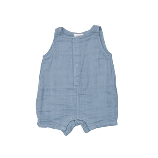 Solid Muslin Soft Chambray- Shortie Romper - Charlie Rae - 3-6 Months - Baby One-Pieces - Angel Dear
