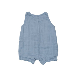 Solid Muslin Soft Chambray- Shortie Romper - Charlie Rae - 3-6 Months - Baby One-Pieces - Angel Dear