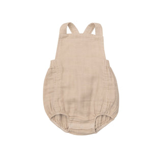 Solid Muslin Soft Linen- Retro Sunsuit - Charlie Rae - 0-3 Months - Baby One-Pieces - Angel Dear
