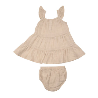 Solid Muslin Soft Linen- Twirly Sundress & Diaper Cover - Charlie Rae - 6-12 Months - Baby & Toddler Dresses - Angel Dear