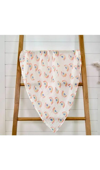 Somewhere Over The Rainbow Swaddle Blanket - Charlie Rae - Swaddling & Receiving Blankets - LollyBanks