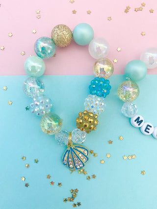 Sparkle Shell Charm Bracelet- Aqua - Charlie Rae - Toddler - Kid Jewelry- 351 - The Rainbow Mermaid