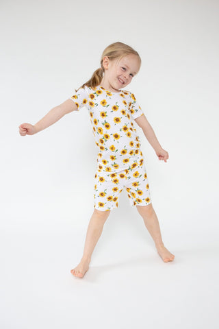 Sunflower Ditsy- Bamboo Loungewear Short Set - Charlie Rae - 6-12 Months - Baby & Toddler Sleepwear - Angel Dear
