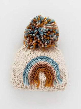 Teal Rainbow Knit Beanie Hat - Charlie Rae - M (6-24 Months) - Baby & Toddler Hats - Huggalugs