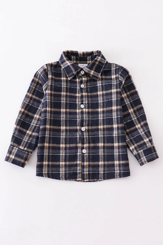 The Christopher Navy Flannel - Charlie Rae - 12 Months - Shirts & Tops - Honeydew