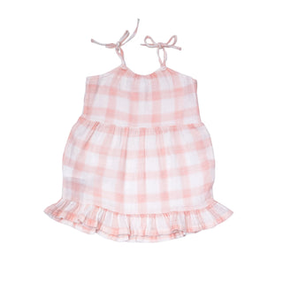 Twirly Tank Dress & Diaper Cover- Painted Gingham Pink - Charlie Rae - 6-12 Months - Baby & Toddler Dresses - Angel Dear