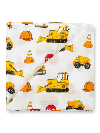 Under Construction Baby Swaddle Blanket - Charlie Rae - Swaddling & Receiving Blankets - LollyBanks