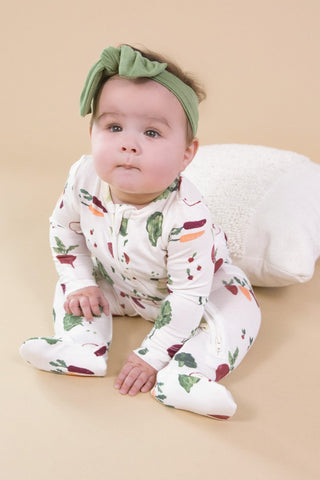 Watercolor Veggies Bamboo 2 Way Zipper Footie - Charlie Rae - Newborn - Baby & Toddler Sleepwear - Angel Dear