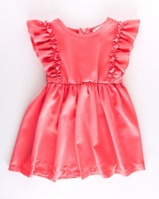 Zoey Ruffle Sleeve Dress - Coral - Charlie Rae - 0-3 Months - Baby & Toddler Dresses - Bailey's Blossoms